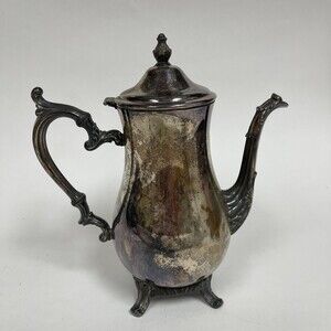 WM. Rogers 800 Silver-plate Tea Coffee Pot For Crafts Hinged Lid Eagle Star